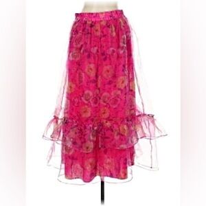 GIFTABLE PARTY SKIRT - Floral Pink Ruffle Maxi Skirt